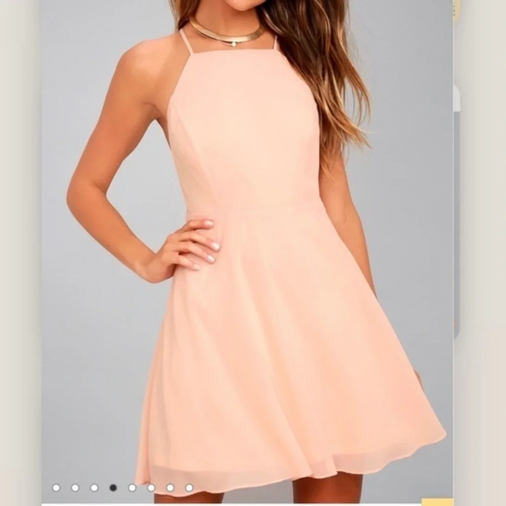 NWT Lulus Letter of Love Blush Pink Cross Cross Backless Skater Dress‎ SMALL